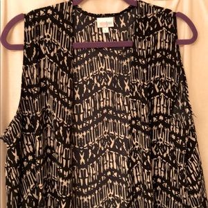 Black patterned Lularoe Joy vest